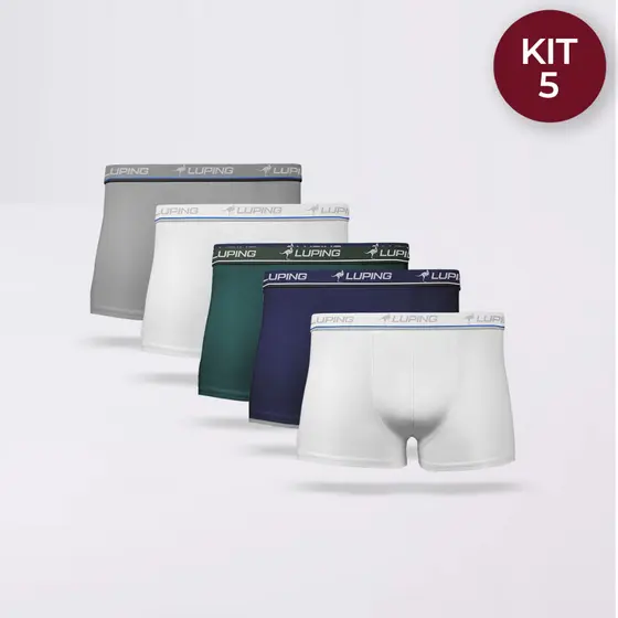 Kit 5 Cuecas Boxer Masculina Adulto Lisas Confortável Microfibra Forro 100% Algodão Premium