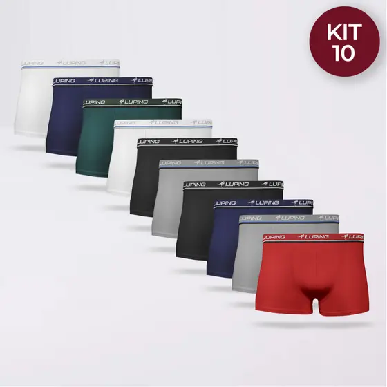 Kit 10 Cuecas Boxer Shortinho Microfibra Adulto Masculino Forro 100% Algodão Cores Sortidas