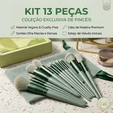 Kit 13 Pçs Pincéis de Maquiagem Com Bolsa de Veludo Contorno Kabuki Profissional Várias Cores Disponíveis Promoção