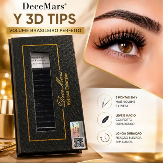 Cílios DECEMARS Y 3 Pontas Original Volume Brasileiro Extensão De Cilios Alongamento Extensao