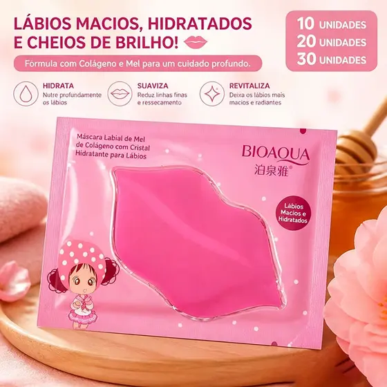 Máscaras Labial De Mel de colágeno com cristal hidratante para lábios Beleza Mask