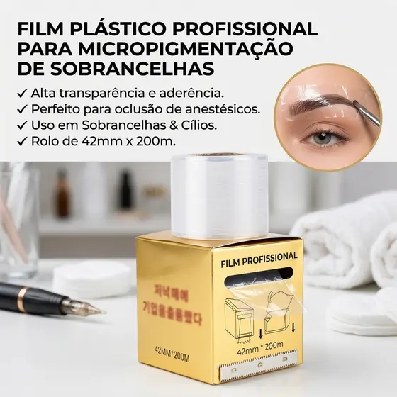 Filme Plástico Profissional para Micropigmentação de Sobrancelhas