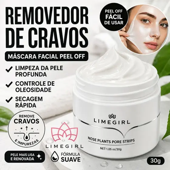 【LIMEGIRL】Máscara Peel Off Facial para Cravos Limpeza Suave Controle de Oleosidade Pele Mais Lisa e Fresca 30g