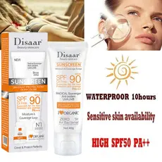Protetor solar à prova d'água Loção protetora solar para o braço do rosto Produtos para o cuidado da pele Spf90 + 40g