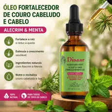DISAAR Organics Rose mary Mint Óleo Fortalecedor De Couro Cabeludo E Cabelo 59ml
