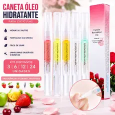 Kit 3/6/12/24 Caneta Óleo Hidratante Cutículas Revitalizador De Unha Sabor Fragrância Flores e Frutas Unhas