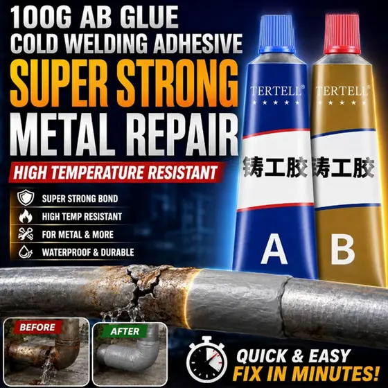 100g Cola AB Solda Fria Adesivo Reparo de Metal Super Forte Alta Temperatura