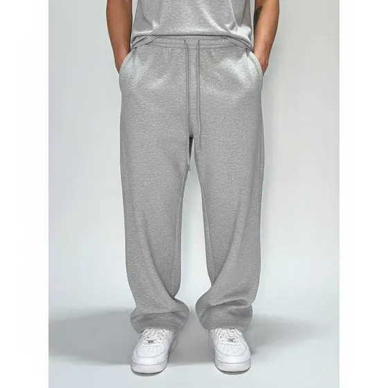 Calça masculina Hip Hop Larga Moletom Wide Leg Estilo Streetwear