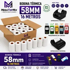 Bobina Térmica 58x16 Para mini Impressoras, Maquininhas de Cartão e Impressoras Portáteis