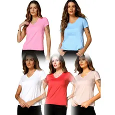 Camiseta Feminina Dryfit Esportiva,Perfurado Alta Elasticidade, Respirável e Secagem Rápida Ice Silk