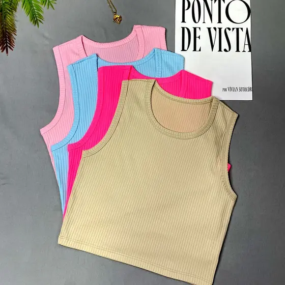 KIT4 Feminina Canlada Alcinha / Um ombro só / Gola Redonda/Gola alta