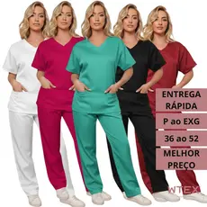 CONJUNTO SCRUB PLUS SIZE Oxford Profissional Pijama Hospitalar Cirurgico Feminino Gabardine GG EXG