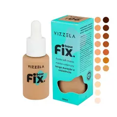 Vizzela Base Fix Fluida Soft Matte Média Cobertura Longa Duração e Resistência 30ml