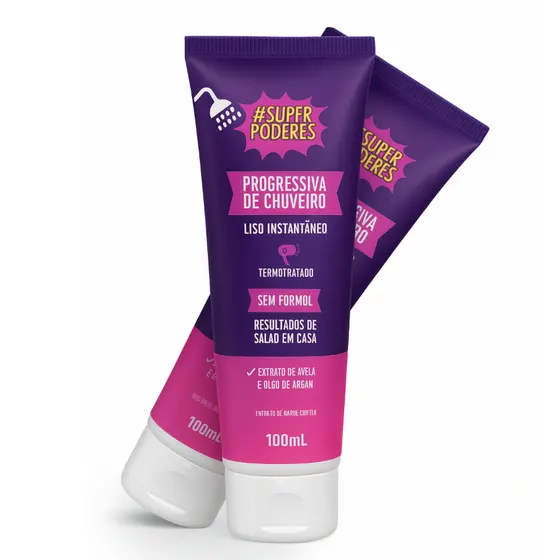 Máscara Capilar Super Poderes Progressiva de Chuveiro Liso Instantâneo 100ml Alinhamento e Brilho