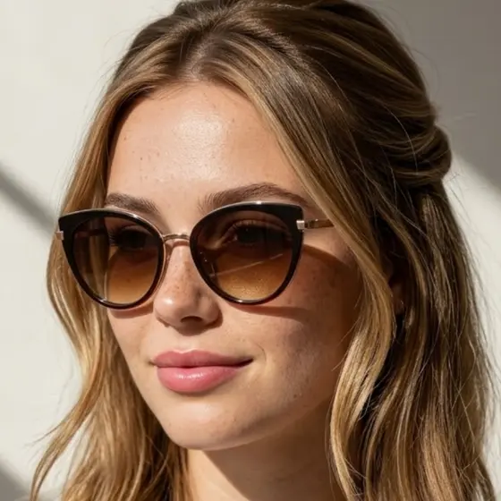 Óculos de Sol London Marrom e Dourado Gatinho Premium Vintage Clássico Retrô uv400 Feminino