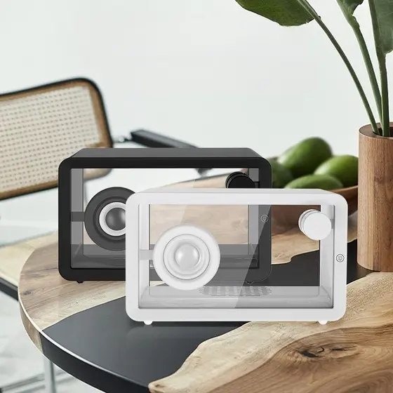 Caixa de Som Bluetooth transparente Caixinha Som Portatil Potente com LED 5 modos 7 RGB -C1