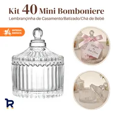 Kit Mini Bomboniere de Vidro para Lembrancinha de Casamento 40 Potiche Lembrançinha Chá de Bebê