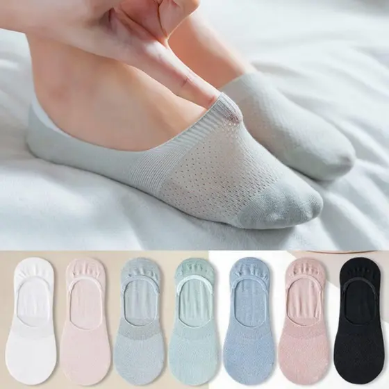 Kit 12 Pares Meia Sapatilha Feminino Meia Soquete Invisível com Silicone Meias Femininas Algodão