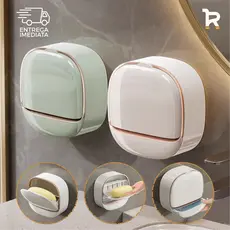 Saboneteira com Adesivo para Fixação Parede Porta Sabão Banheiro com Bandeja Dreno Sabão Seco