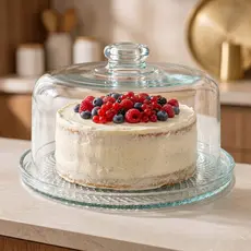Boleira De Vidro Com Tampa 28cm Porta Bolo Mesa Posta Prato para Bolo Porta Doces Festa Cozinha