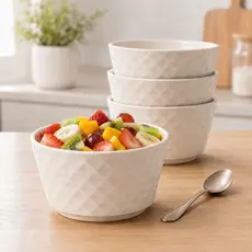 Kit Bowl Cerâmica 385ml Tigela de Porcelana Grande Frutas e Salada Cumbuca para Sopas e Caldos