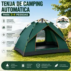 Barraca de Acampamento Automática Impermeável, Portátil e Ventilada, 5 a 6 Pessoas, 15 Estilos Externo
