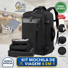 Mochila administrativa e de viagem grande 4 em 1 com porta USB para carregar notebook