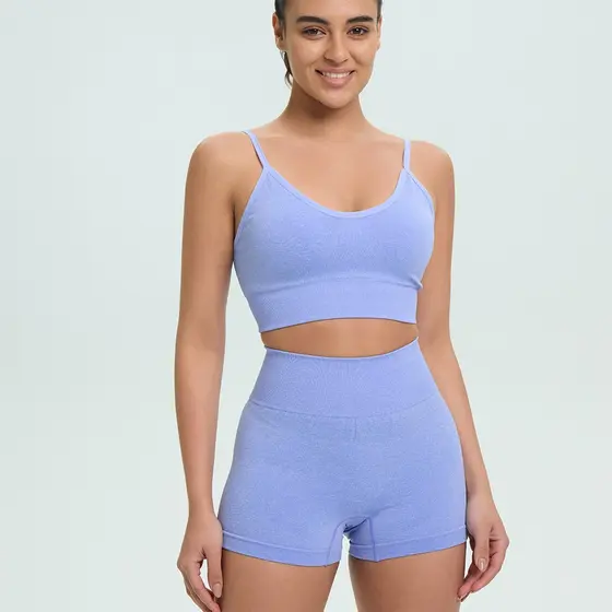 Conjunto esportivo feminino de alta qualidade, camiseta combinada com short de cintura alta