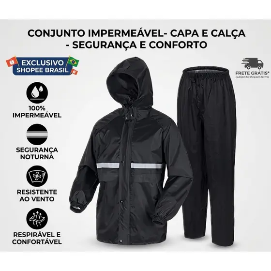 Conjunto de capa de chuva com capô dividida à prova de vento e de chuva para motocicleta