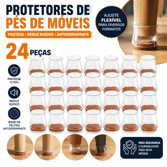 Kit 4/12/24 Protetor de Silicone para Cantos de Mesa e Cadeira – Antiderrapante e à Prova de Impacto
