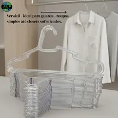 Kit  Cabide Plástico Acrílico Transparente Adulto Organizador Resistente Cristal