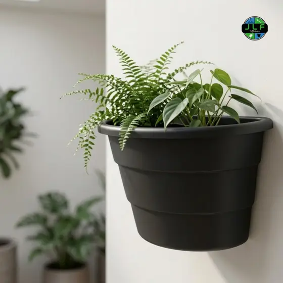 Kit  Vaso preto  para parede decoração jardim vertical arandela para horta 3,3L meia lua /Vaso de parede