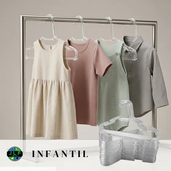 Kit Cabide Plástico Cristal INFANTIL/ BEBÊ/ CRIANÇA Transparente