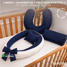 KIT NINHO REDUTOR BERCO | ALMOFADA AMAMENTACAO | TROCADOR PORTATIL | MENINO E MENINA | MICROPERCAL 400 FIOS
