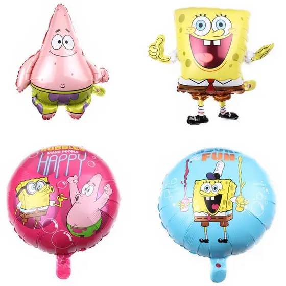 Bob Esponja Calça Quadrada Balões Torta Estrela Balões de Filme de Alumínio Crianças Brinquedos de Aniversário Decoração
