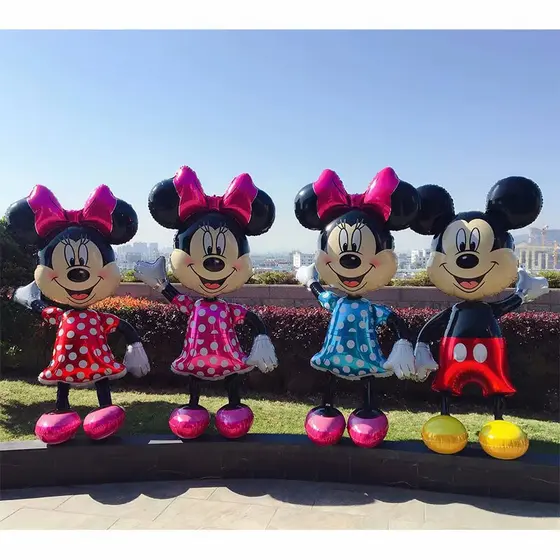 material Novo Gigante Mickey Minnie Mouse Balão decoração de festa de aniversário, presente infantil De Alumínio Rosa Az
