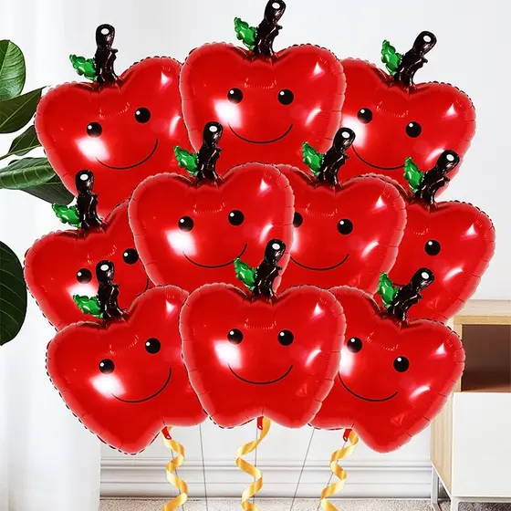 Balões De Hélio De Folha De Maçã Aniversário Fruta Vermelha Ar Globos Olá Festa De Verão Decoração Festa de anivers