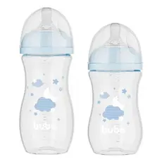 KIT C/ 2 MAMADEIRAS EASY FLOW NUVEM AZUL 270ML E 330ML - BUBA