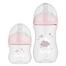 KIT C/ 2 MAMADEIRAS EASY FLOW NUVEM ROSA 120ML E 270ML - BUBA
