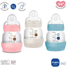 MAMADEIRA MAM EASY START ANTICÓLICA 0 MESES 130ML ORIGINAL - 1 UNIDADE