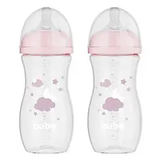 KIT C/ 2 MAMADEIRAS EASY FLOW NUVEM ROSA 330ML