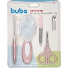 KIT CUIDADOS E HIGIENE PENTE, ESCOVA, CORTADOR DE UNHA E LIXA BUBA ROSA