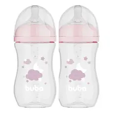 KIT C/ 2 MAMADEIRAS EASY FLOW NUVEM ROSA 270ML