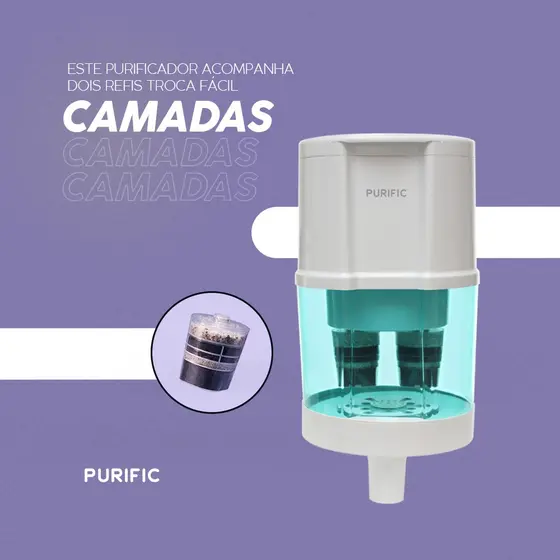 Purificador de Água para Bebedouro Purific 20 com Refil Camadas