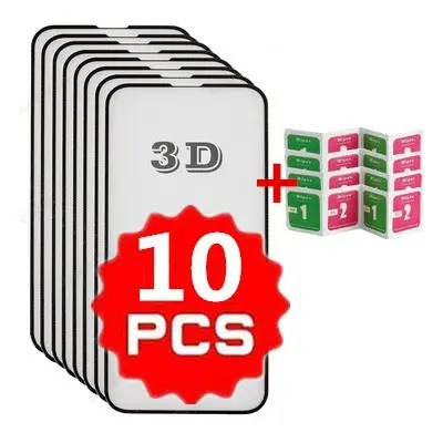 Kit Com 10 Película De Vidro 3D Temperado 9H Para iPhone X Xs Xr 11 Pro Max 12 13 14 15 Pro Max