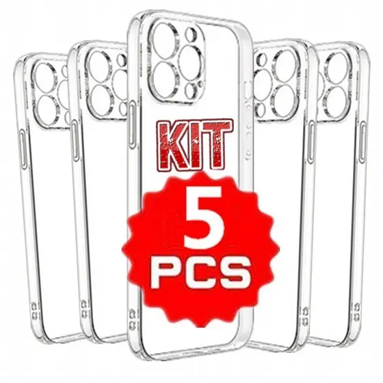 KIT 5 Capa Capinha Tpu Anti Impacto Transparente Para IPhone 7 8 XS XR 11 12 13 14 15 16 Pronto Entrega