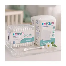 Combo Pimpolho – 50 Hastes Flexíveis + 50 Quadrados de Algodão