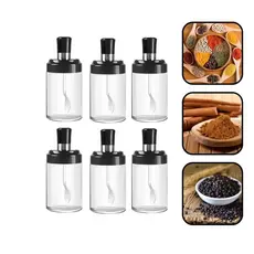 Kit 6 Porta Tempero com Colher Condimento Sal Açucar