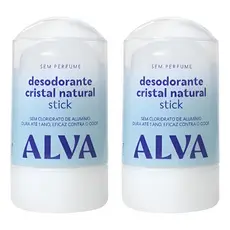 Kit 2 Desodorante Alva Cristal 60g  Stick Casal