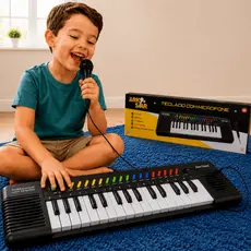 Teclado Piano Infantil Musical 32 Teclas Com Microfone Karaokê Brinquedo Educativo Para Criança e Bebê Envio Imediato